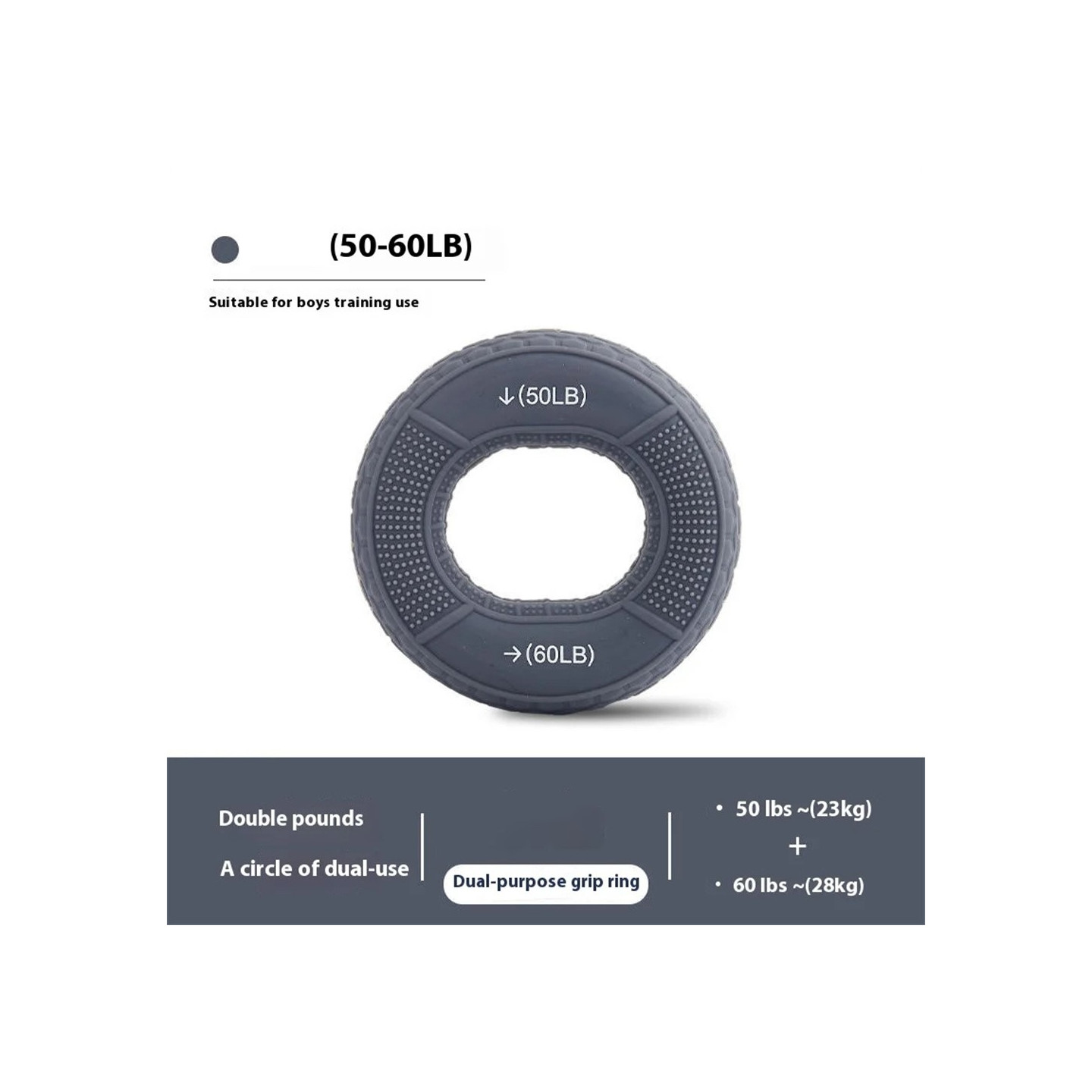 Käden otteen vahvistaja kyynärvarren sormi rannelihasten harjoittaja - 50 - 60 lb / harmaa