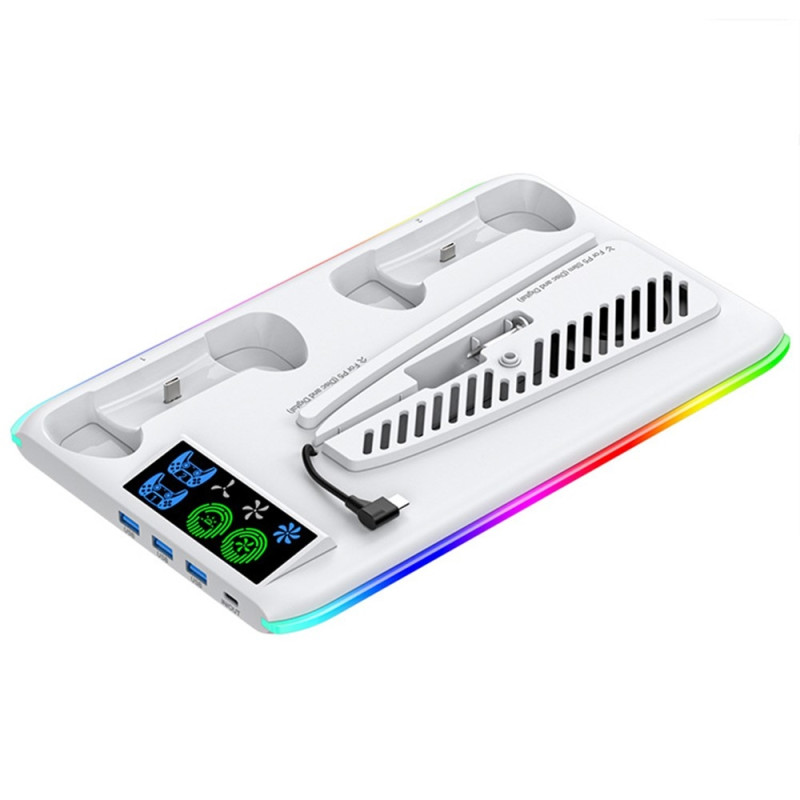 Ladestasjon for Sony Playstation 5 PS5 Slim Kjølestasjon Dobbel kontrollerlader