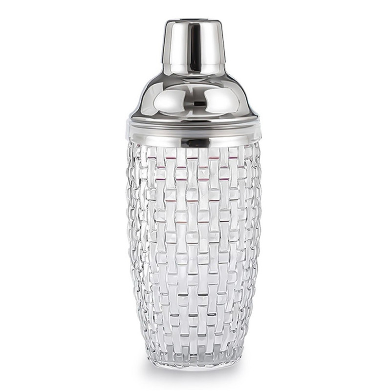 385 ml Cocktail Shaker woven texture glass + lid in stainless steel Cup