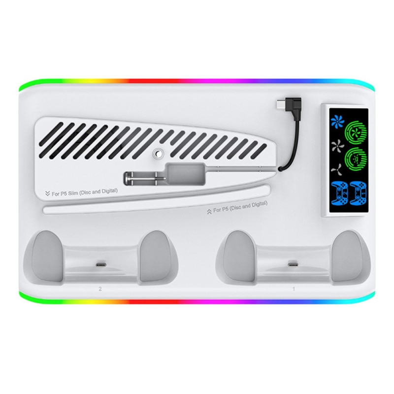 Ladestasjon for Sony Playstation 5 PS5 Slim Kjølestasjon Dobbel kontrollerlader