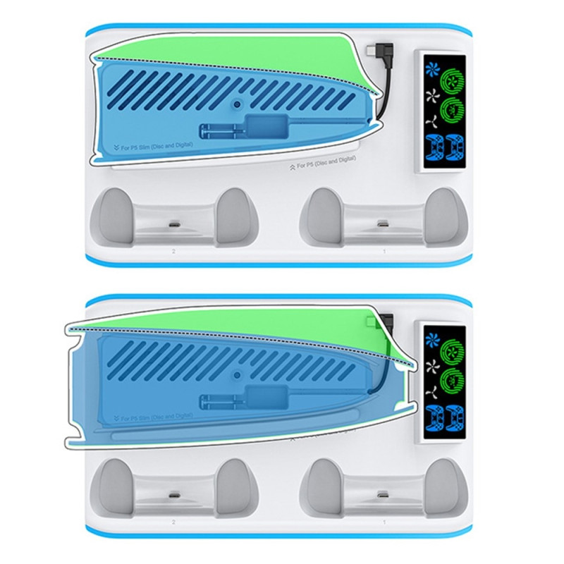 Ladestasjon for Sony Playstation 5 PS5 Slim Kjølestasjon Dobbel kontrollerlader