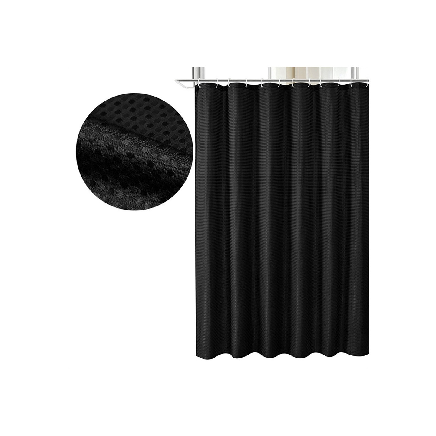 Suihkuverho 180 x 200 cm musta kylpyhuoneen jakaja homeenkestävä kylpyhuoneen kosteustiivis