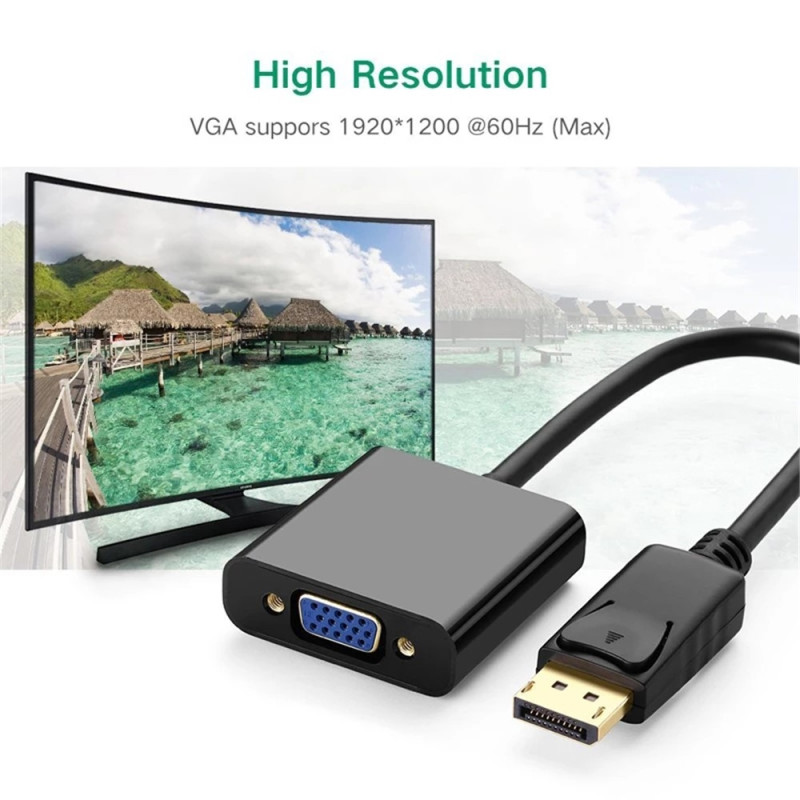 UGREEN 20415 1080P DisplayPort Han til VGA Hun Lyd-Video Adapter Konverter