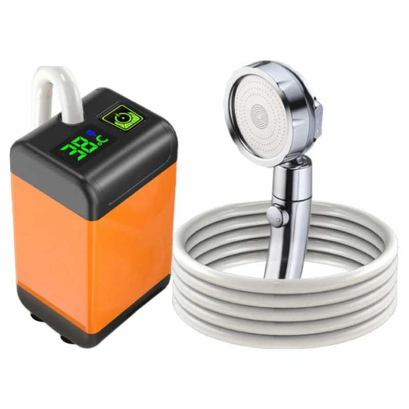 7800mAh camping electric shower with smart temperature monitoring + 3 spray modes