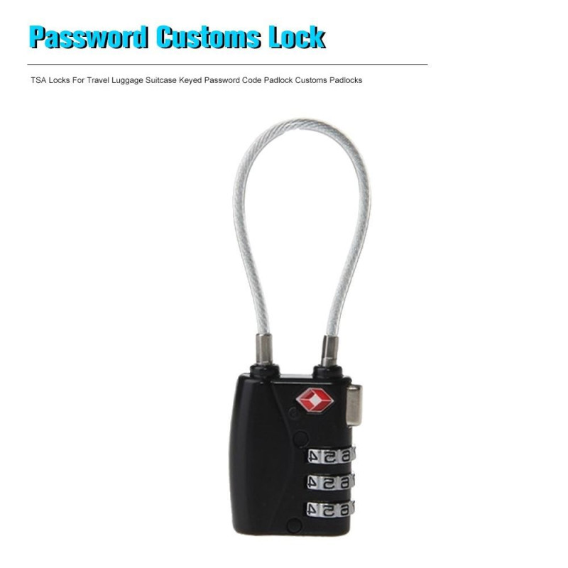 TSA Combination Wirerope Lock for Zipper Luggage - Black