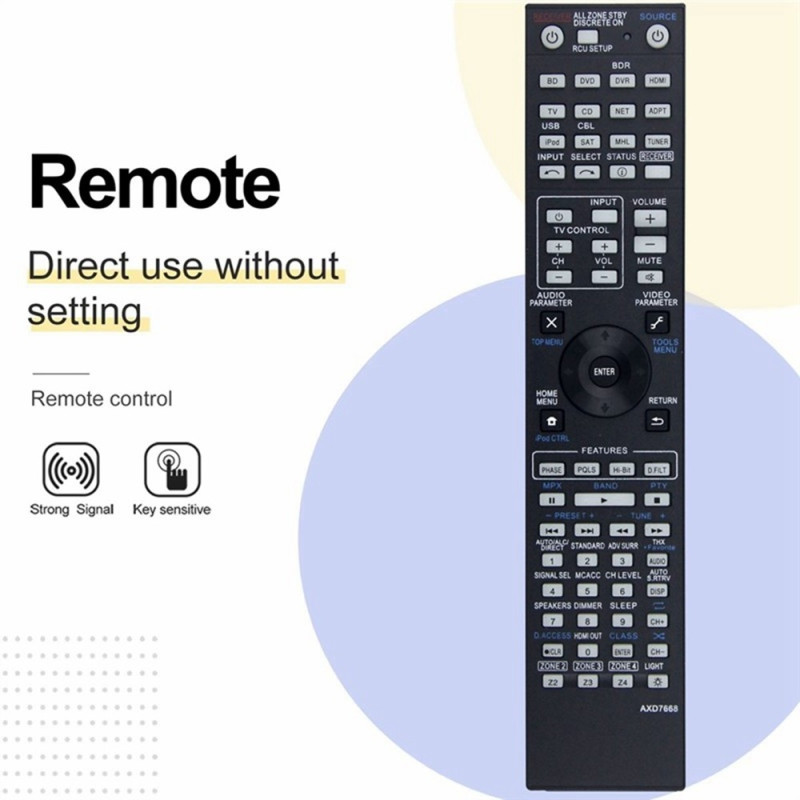 Remote Control Replacement for AXD7668 For Pioneer AV Receiver Stereo System