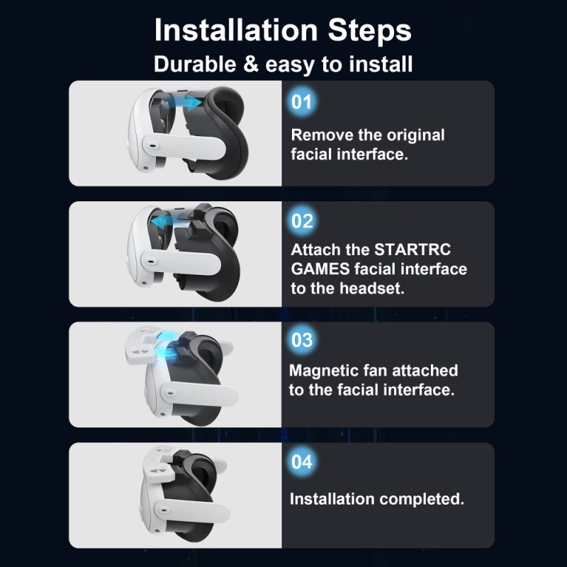 Ansigtsgrænseflade Ansigtsskærm med køleventilator til Meta Quest 3 tilbehørssæt