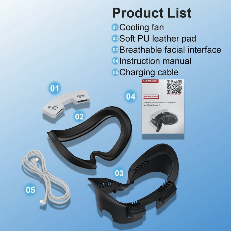 Face Interface Face shield with cooling fan for Meta Quest 3 accessory set