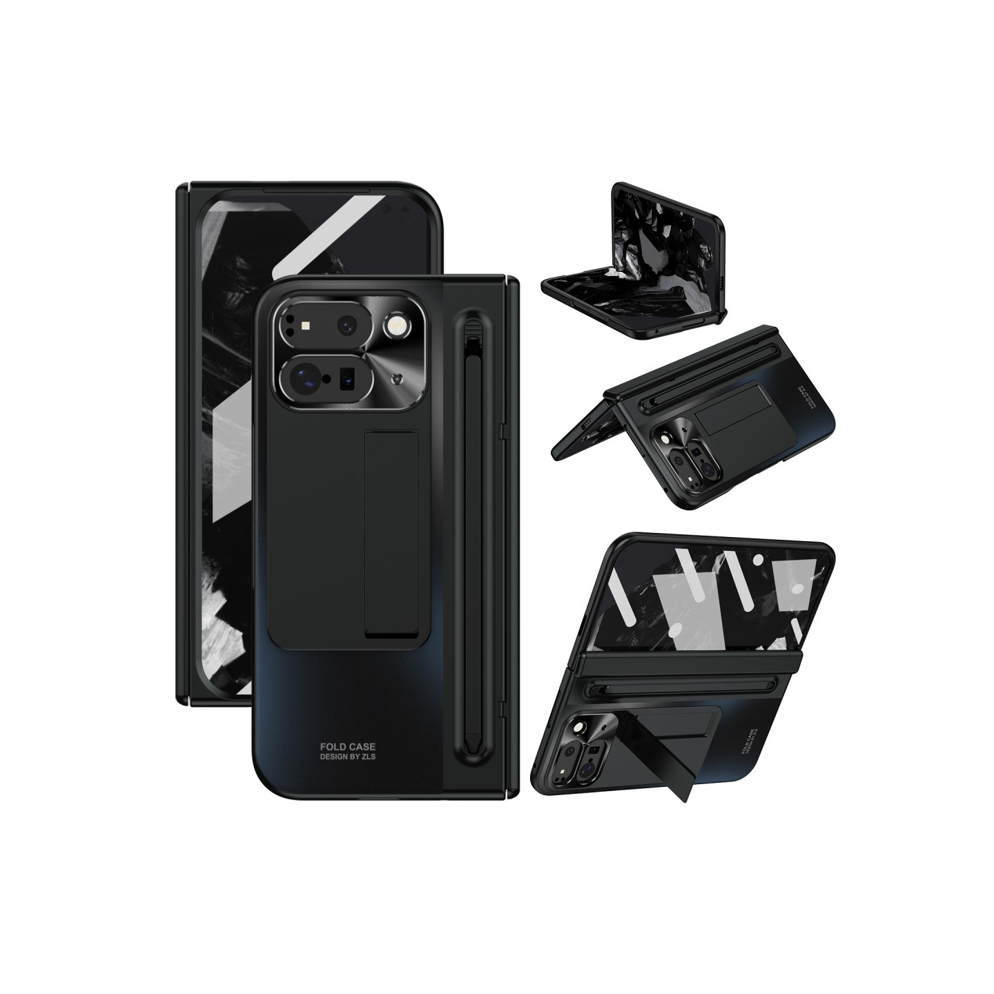 For Google Pixel 9 Pro Fold 5G Deksel med Herdet Glassfilm, Stylus - Svart