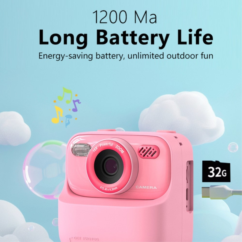 2,4 - tommers skjerm Instant HD Dual Lens oppladbart kamera med 32 GB minnekort