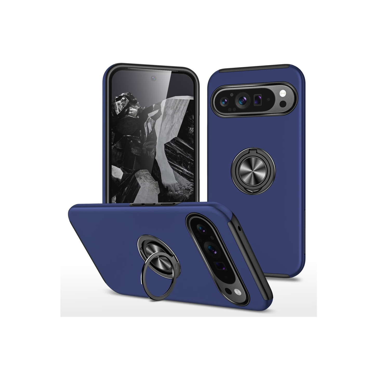 Til Google Pixel 9 / Pixel 9 Pro Fingerring Kickstand Hybrid Taske