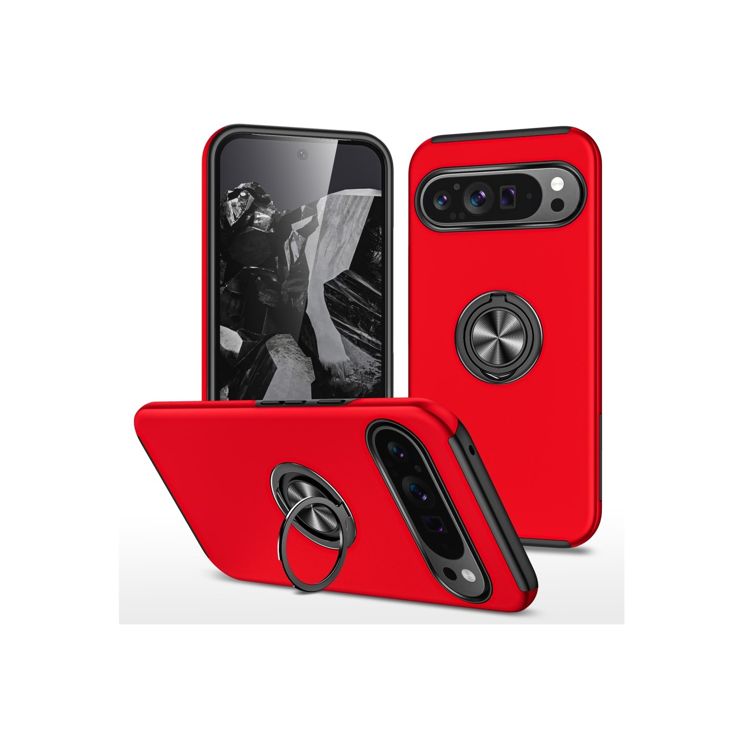 For Pixel 9/Pixel 9 Pro Hybrid Deksel med Fingerring - Mørkeblå