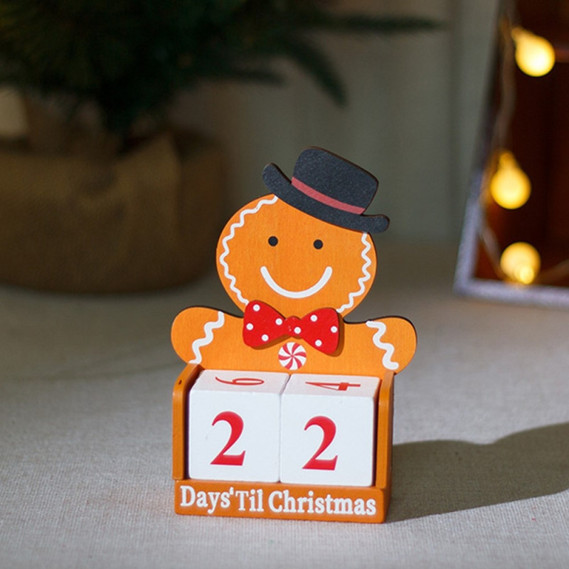 Countdown to Christmas gingerbread man Wooden advent calendar