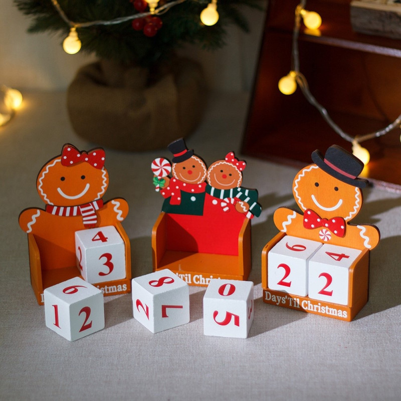 Countdown to Christmas gingerbread man Wooden advent calendar