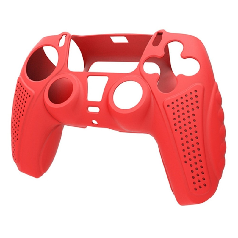 HONSON Protective Case Shell for Sony Playstation 5 Anti - Slip Silicone Skin Cover - Red