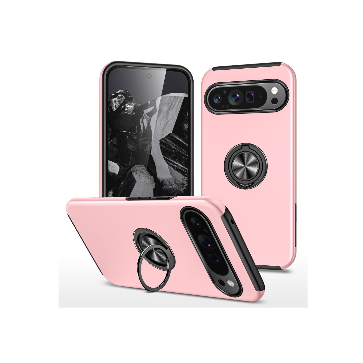 Til Google Pixel 9 / Pixel 9 Pro Fingerring Kickstand Hybrid Taske