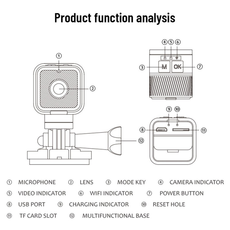 1080P HD vanntett utendørs sportssykkelkamera WiFi videoopptakerkamera