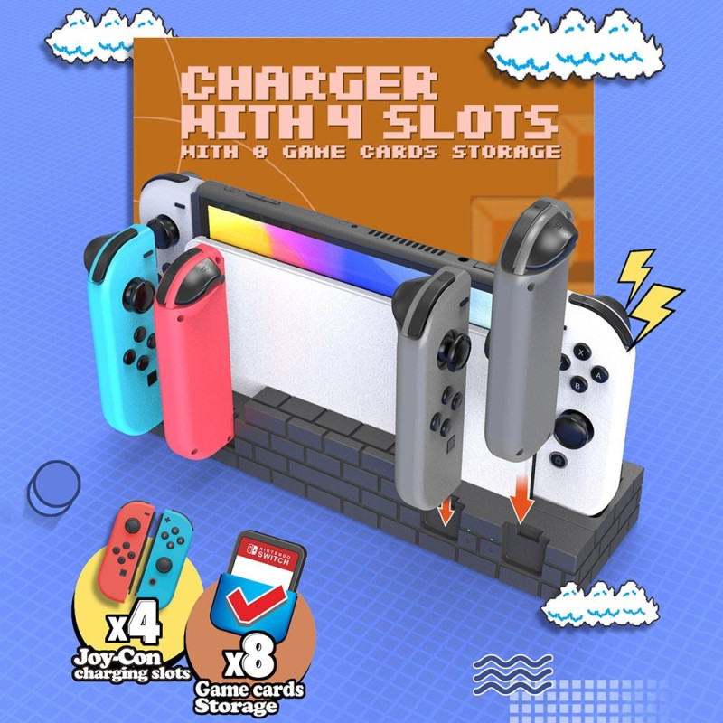 Kompatibel med Nintendo Switch OLED Joy - Con Controller Ladestasjon