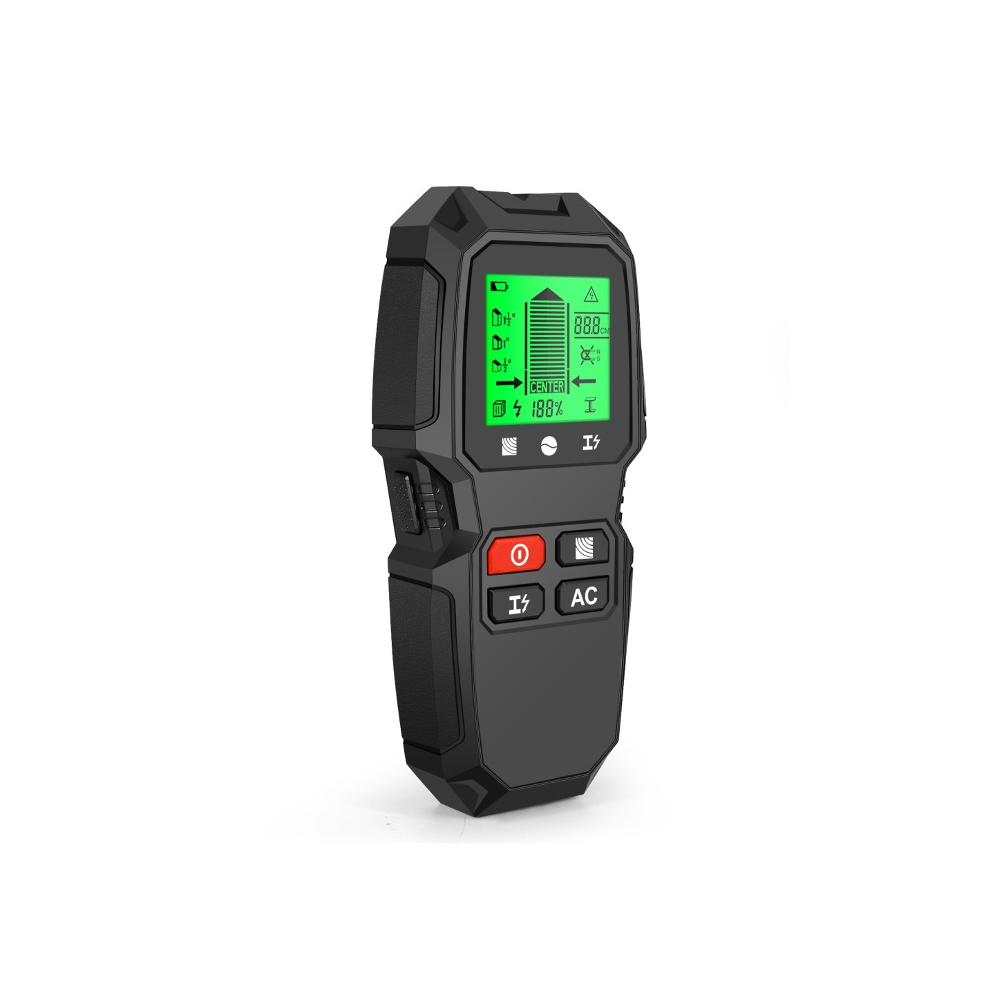 5 in 1 LCD - seinänastaetsin reunan keskipisteen puuvirran metallin AC Live Wire Detector