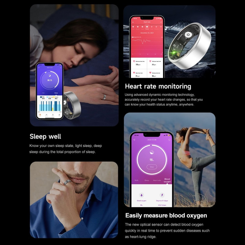 Smart Ring Bluetooth Finger Health Tracker 19.0 mm indvendig diameter