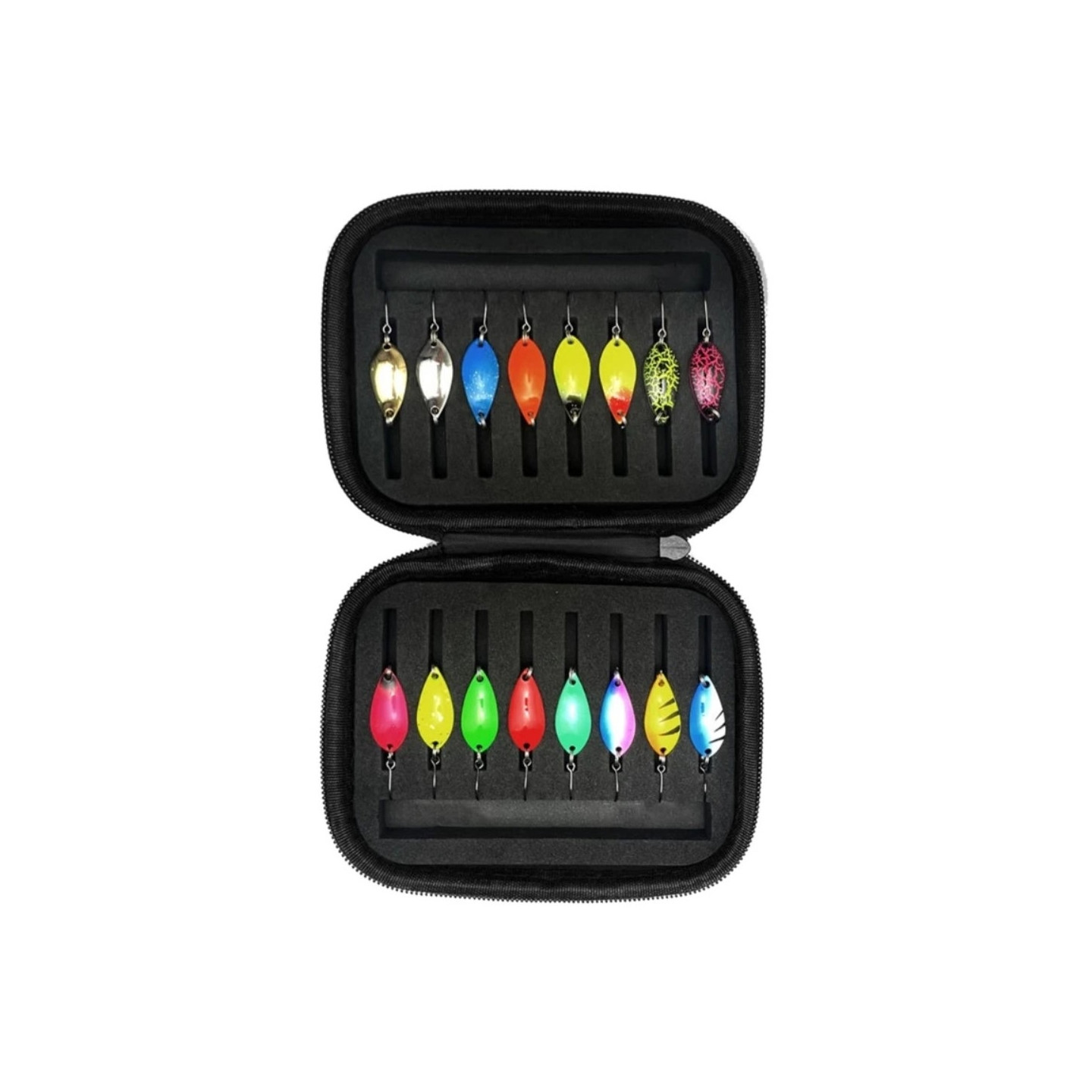 16 pcs 2.5g 3.5g 5g Trout Fishing Bait Flasher Drag Spinner with storage bag