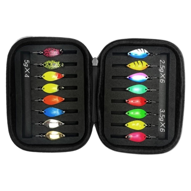 16 stk 2,5g 3,5g 5g Ørredfiskeri Agn Flasher Drag Spinner med opbevaringspose
