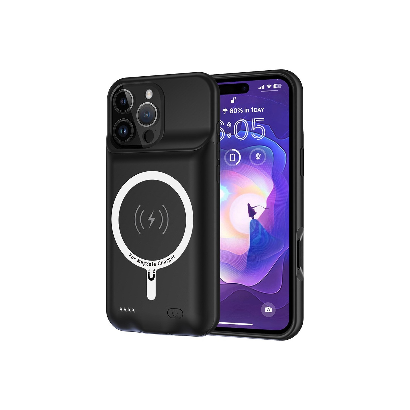 For iPhone 16 Pro Portable Charger Case 7000mAh PowerBank compatible with MagSafe