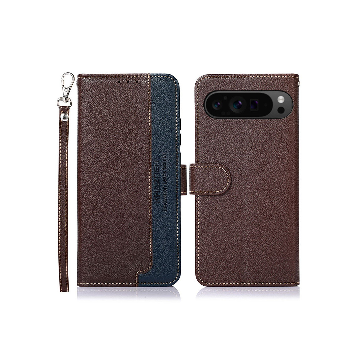 KHAZNEH Til Google Pixel 9/Pixel 9 Pro Lommebok - deksel Litchi Texture Telefonveske