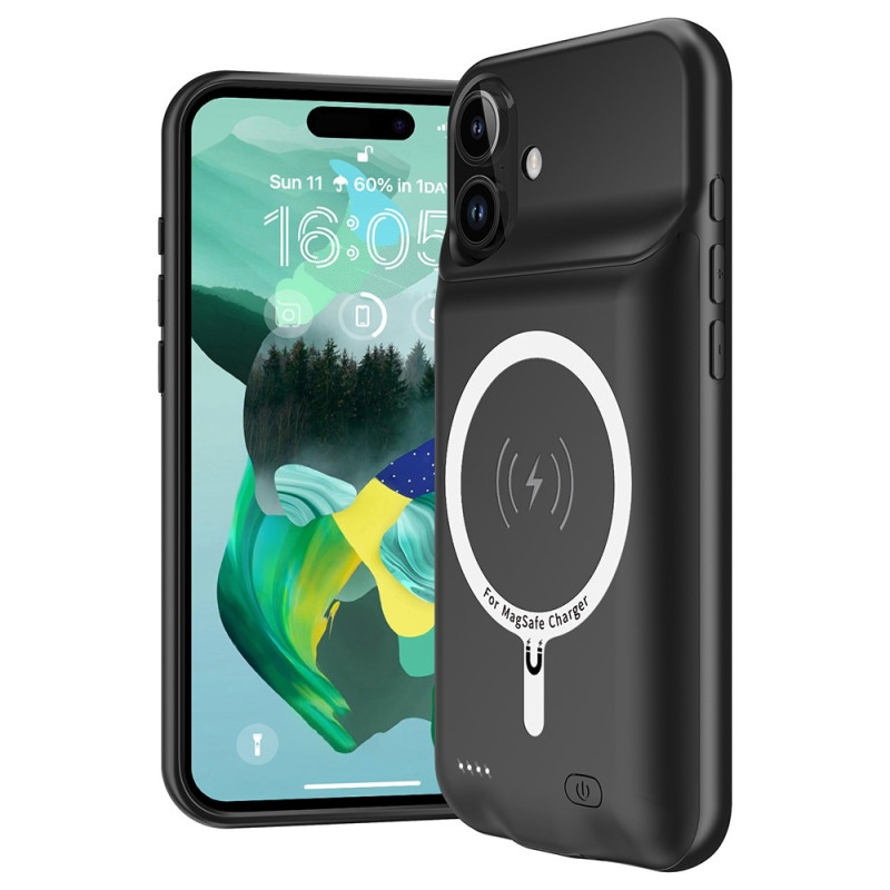 iPhone 16 Plus kannettavalle laturikotelolle 7000 mAh PowerBank, joka on yhteensopiva MagSafen kanssa
