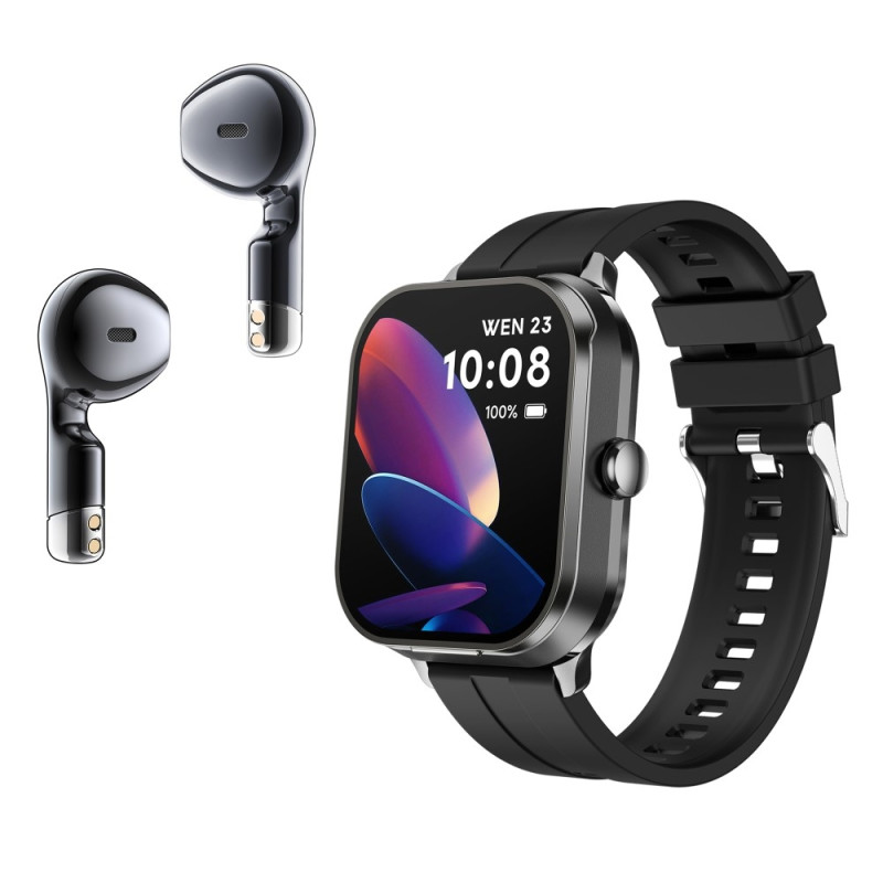 D8 Pro 2 - i - 1 Bluetooth - hovedtelefoner & Smart Watch Health Monitoring Stålrem