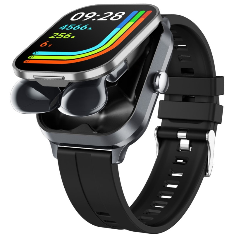 D8 Pro 2 - i - 1 Bluetooth - hovedtelefoner & Smart Watch Health Monitoring Stålrem