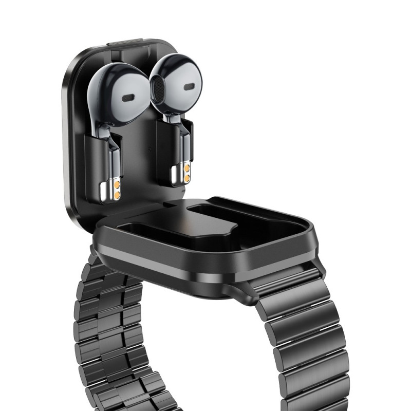 D8 Pro 2 - i - 1 Bluetooth - hovedtelefoner & Smart Watch Health Monitoring Stålrem