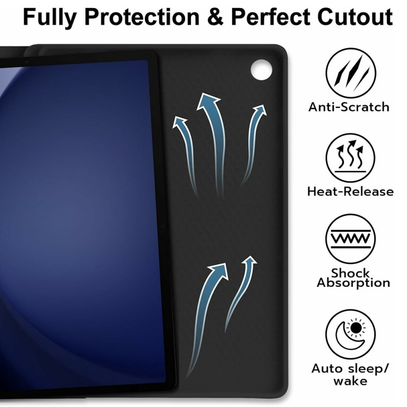 Samsung Galaxy Tab A9+ / A11+ Split Bluetooth - näppäimistö Nahkakotelo + Kaksoistilahiiri Setti - Musta US Layout