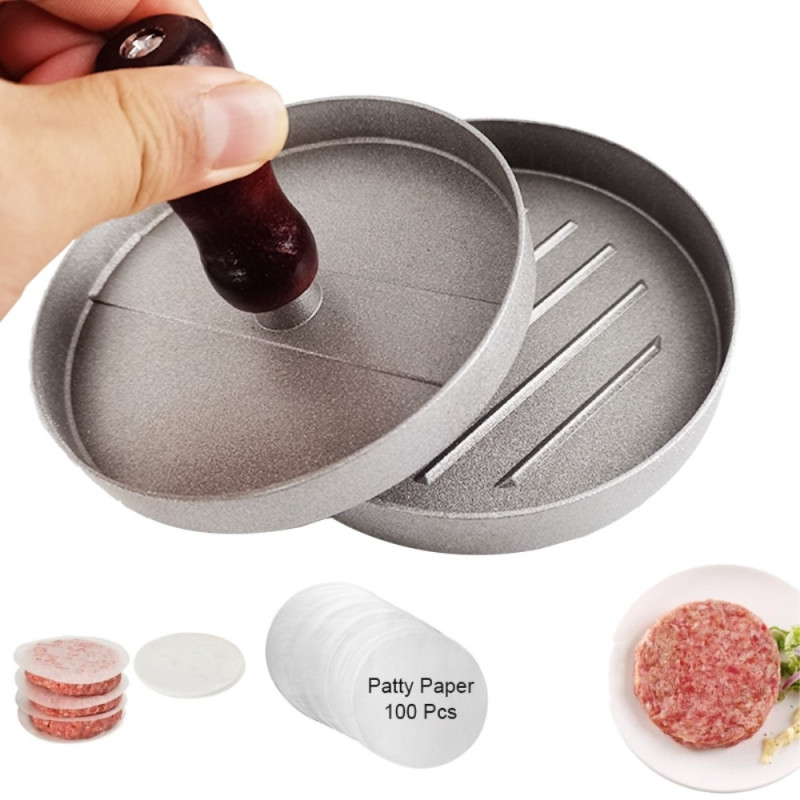 Hamburger Press + 100 kpl Patty Papers Meat Beef Burger Maker