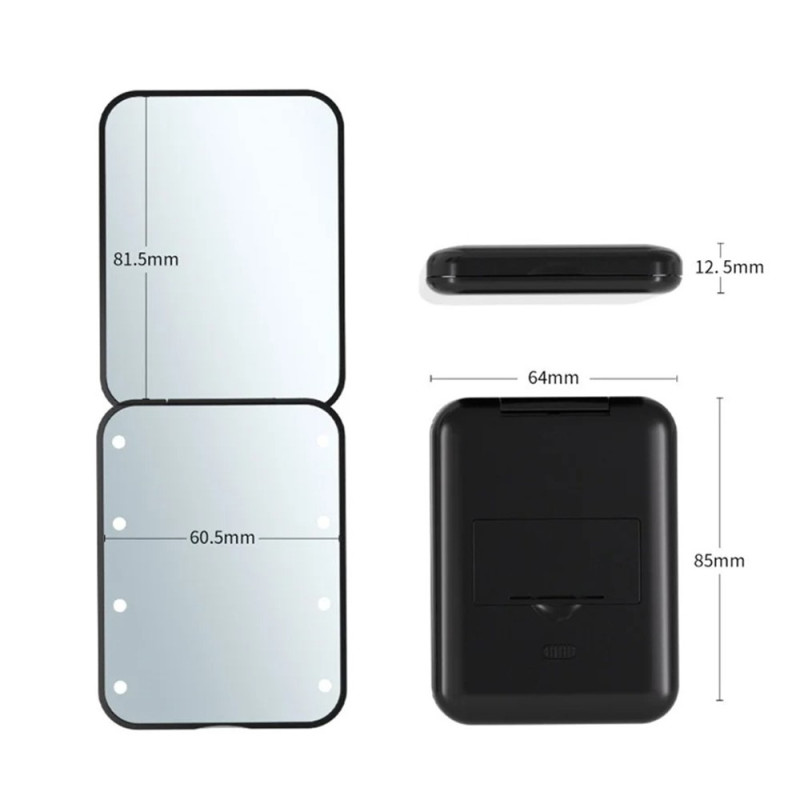 dobbeltsidet makeup spejl LED lys folde 2X forstørrelse spejl