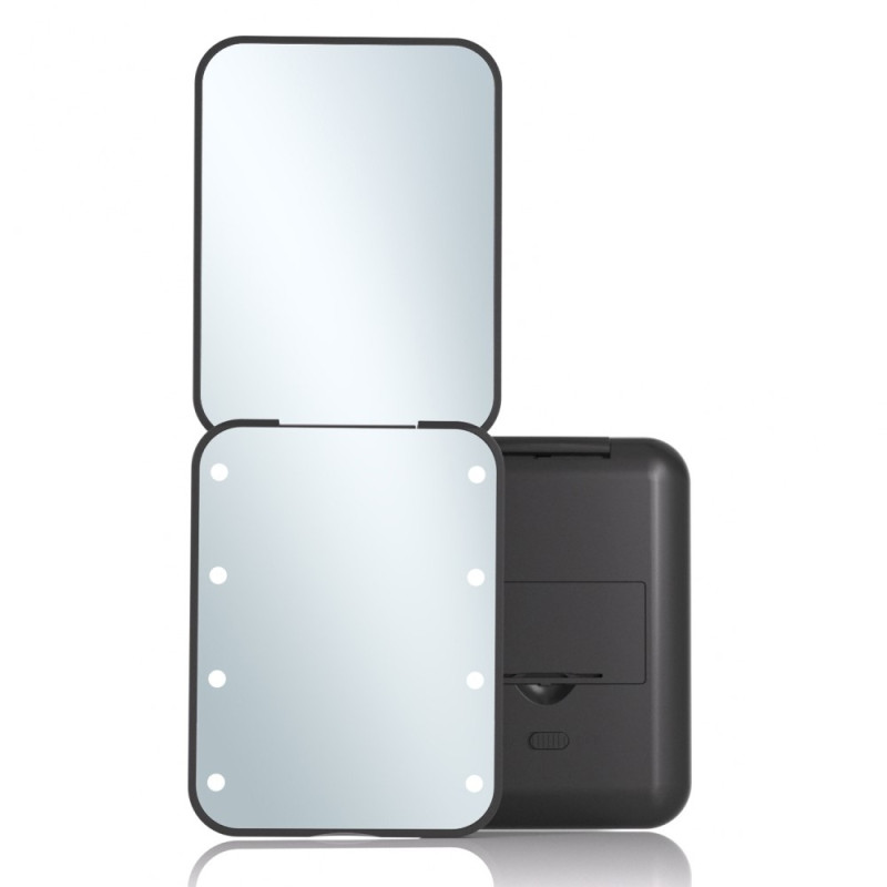 double sided makeup mirror LED light folding 2X magnification mirror