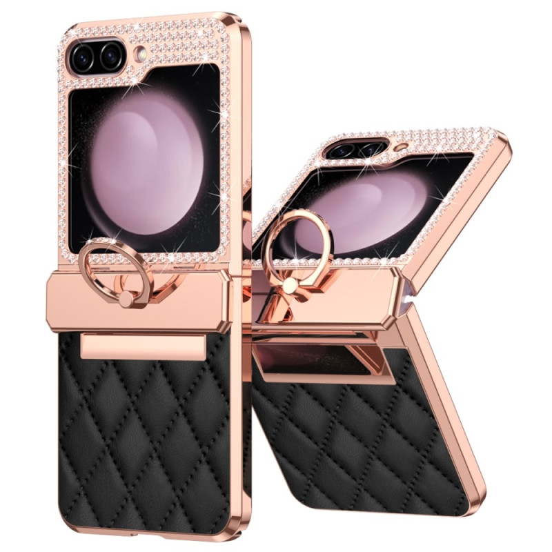 Til Samsung Galaxy Z Flip6 5G Cover med Rhinsten Dekor og Rombemønster