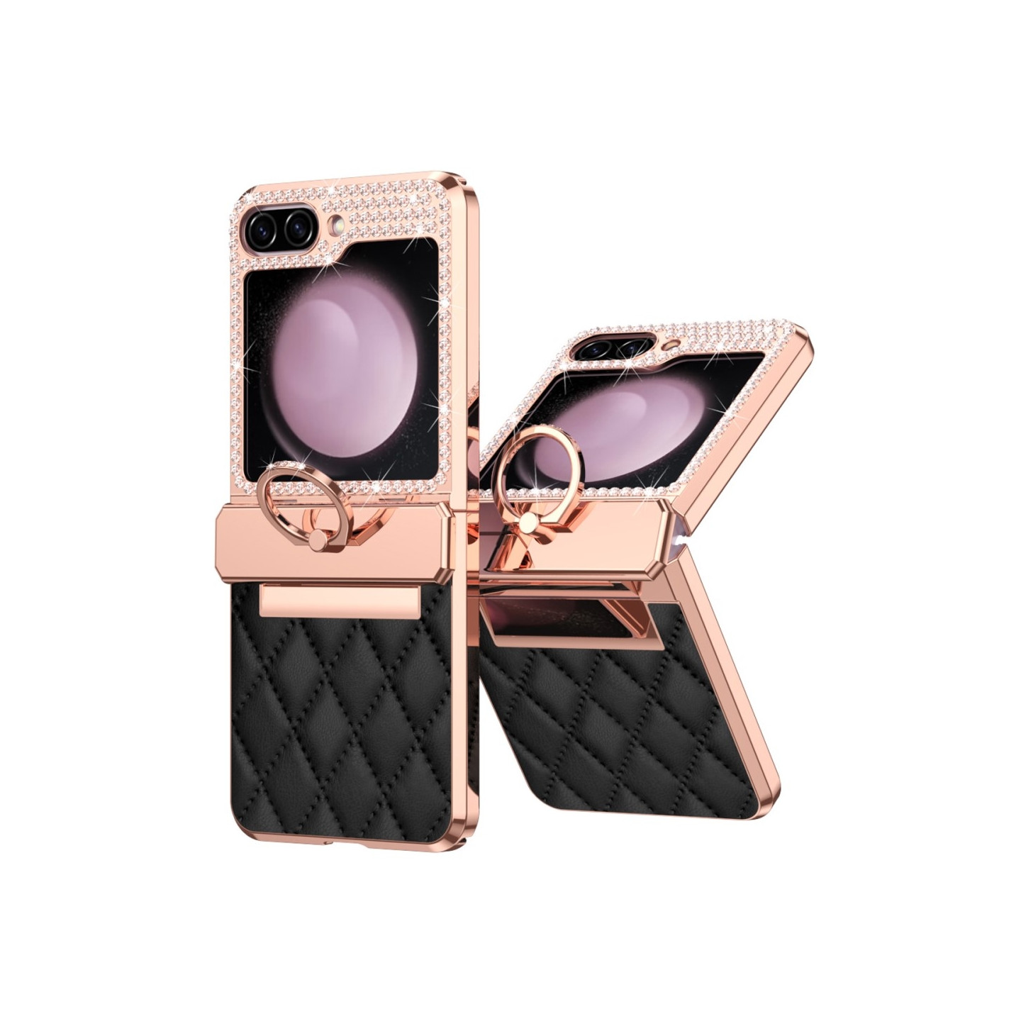 Til Samsung Galaxy Z Flip6 5G Cover med Rhinsten Dekor og Rombemønster