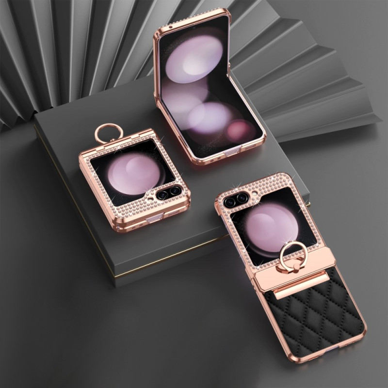 Samsung Galaxy Z Flip6 5G Kotelo Timantti Koristeilla ja Ruutukuvioilla