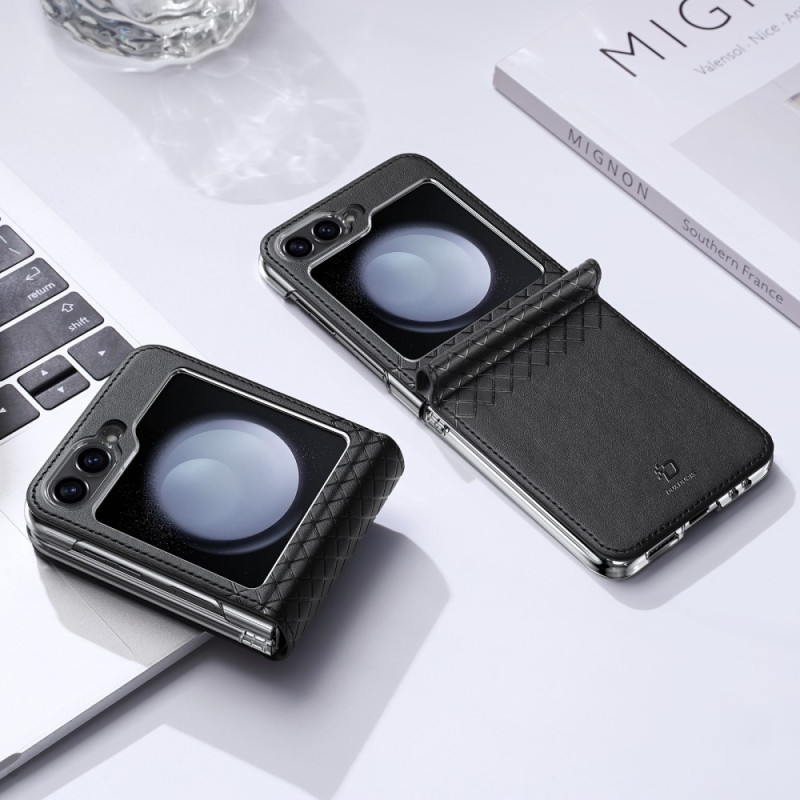 DUX DUCIS Bril Series Samsung Galaxy Z Flip6 5G Kotelo Nahkaa + PC Suojakuori - Musta