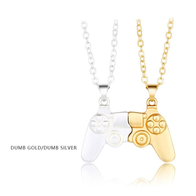 Magnetic Game Controller Necklace Couple Matching Pendant for Friends Valentine's Gifts Lover Gold/Silver