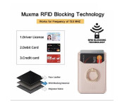 MUXMA Korthållare Ring Ställ RFID Blockerande Kreditkort - Rosa