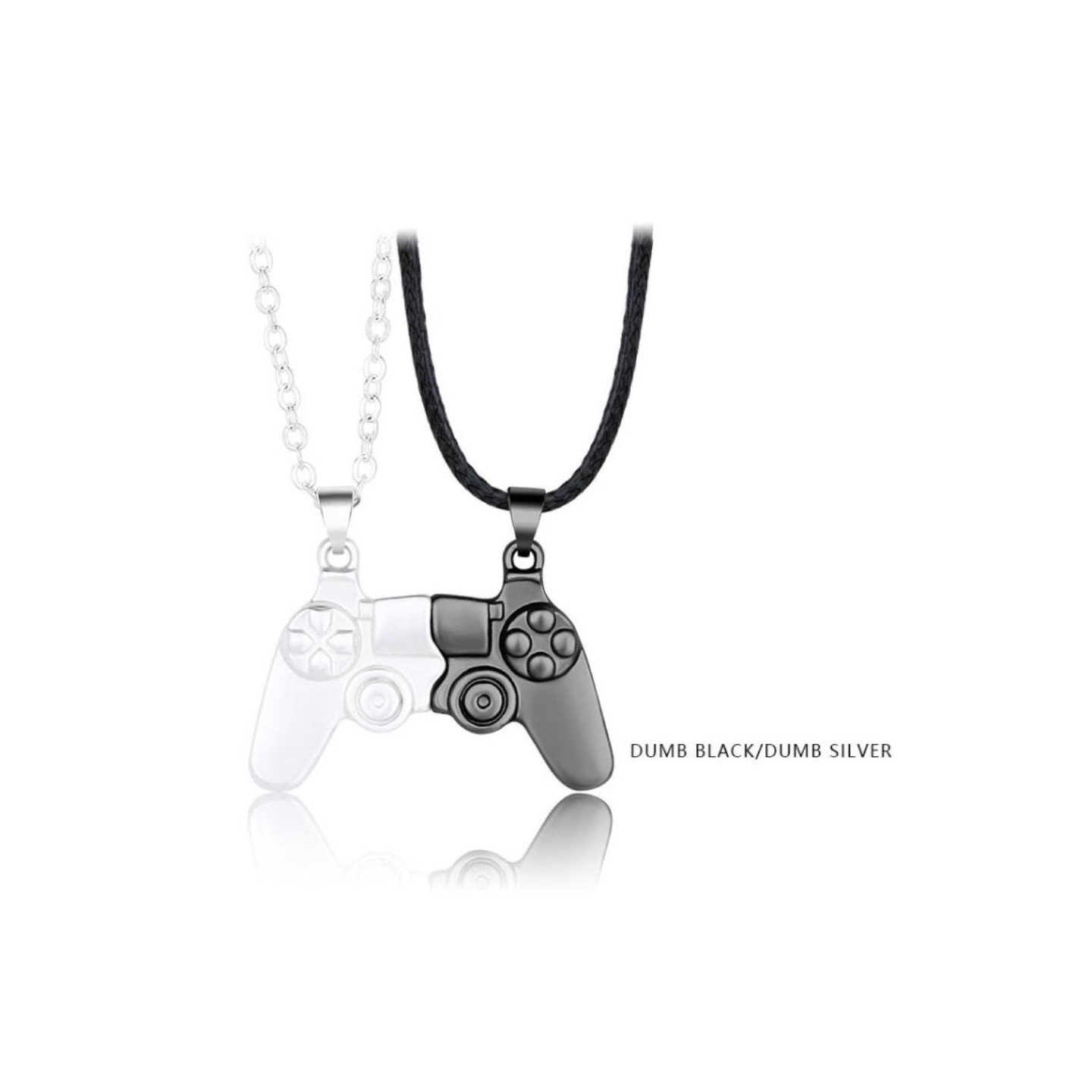 Magnetic Game Controller Necklace Couple Matching Pendant for Friends Valentine's Gifts Lover Black/Silver