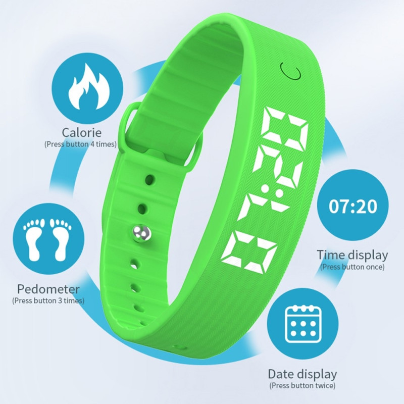 Smart bracelet vibrating alarm sleep monitoring digital display - Green