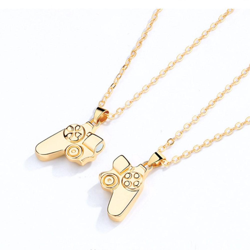 Magnetic Game Controller Necklace Couple Matching Pendant for Friends Valentine's Gifts Lover Black/Silver