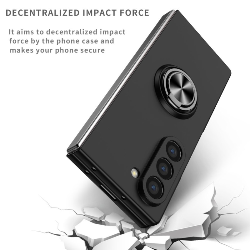 Samsung Galaxy Z Fold6 5G Shockproof TPU + PC Kickstand Phone Case Car Mount Metal Sheet - Black