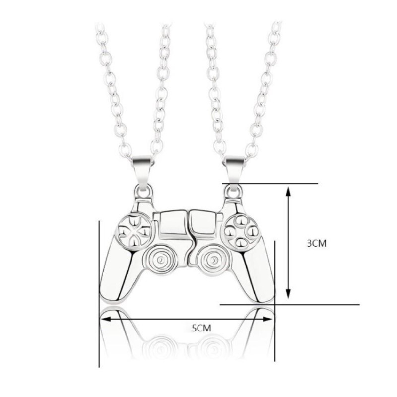 Magnetic Game Controller Necklace Couple Matching Pendant for Friends Valentine's Gifts Lover Gold/Silver