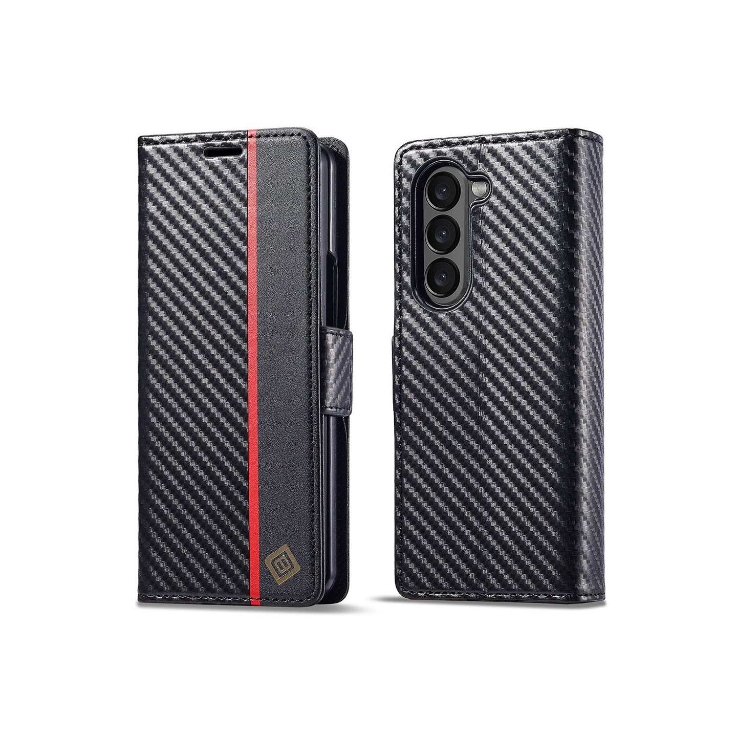 LC.IMEEKE Samsung Galaxy Z Fold6 5G - suojakuori hiilikuitutekstuurilla ja magneettisulkimella