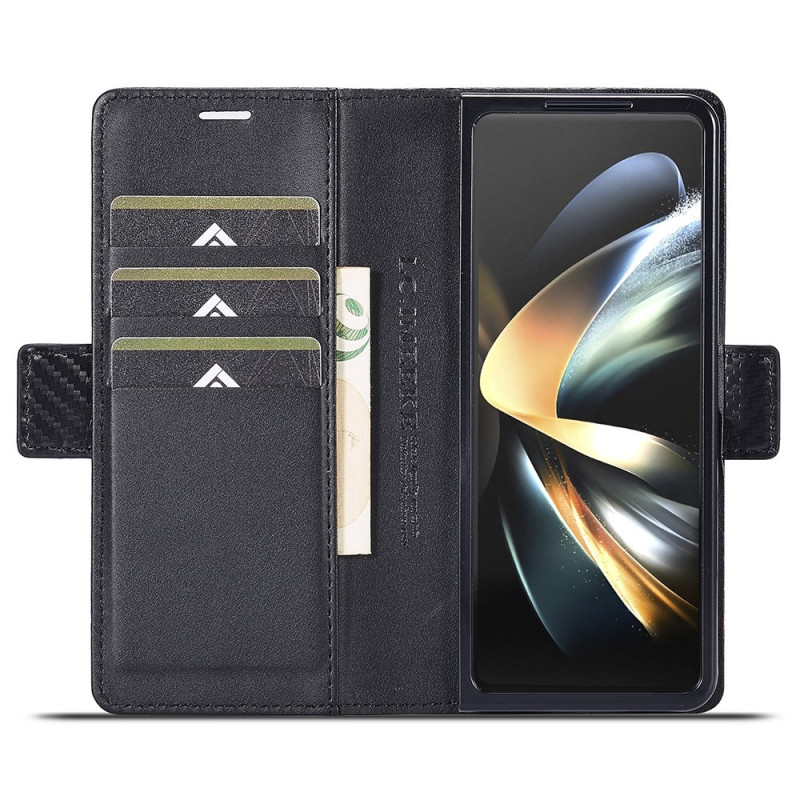 LC.IMEEKE For Samsung Galaxy Z Fold6 5G Case Carbon Fiber Texture Magnetic Closure Phone Cover