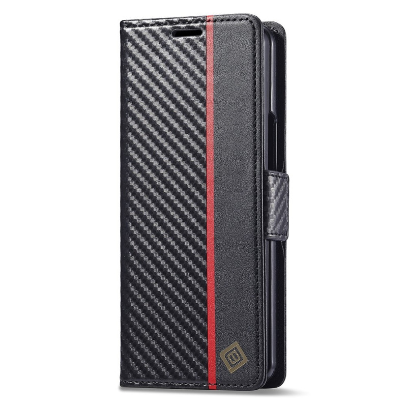 LC.IMEEKE For Samsung Galaxy Z Fold6 5G Case Carbon Fiber Texture Magnetic Closure Phone Cover